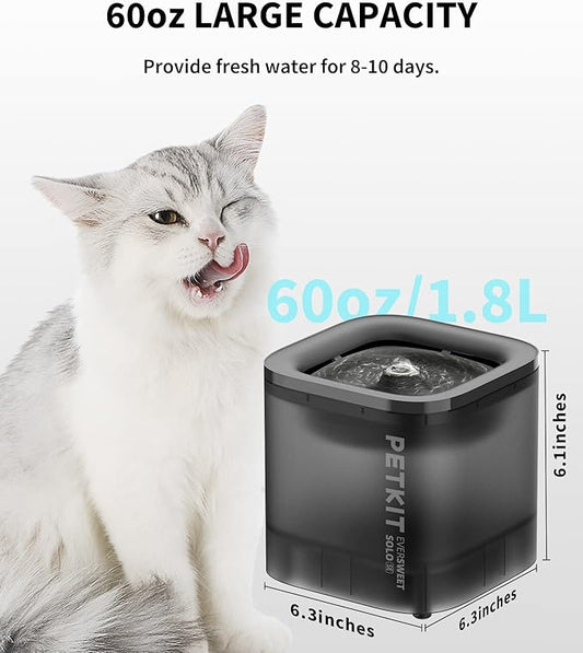 PETKIT New Cat Water Fountain with Wireless Pump, Ultra Quiet 65oz/1.85L Pet Water Fountain for Cats and Dogs Inside, Detachable Design Easy to Clean and Assemble, Filters Included - PAWPICO