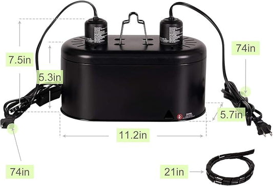 REPTI ZOO Dual Reptile Light Fixture for Reptile Dome UVB Lamp Fixture Dual Reptile Reflector Dome Lamp Cap Combo Integration Design Heat Lighting Lamp Kit REPTIZOO