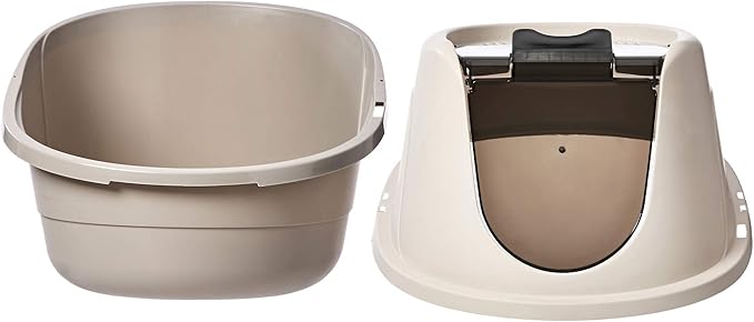 Amazon Basics No-Mess Hooded Enclosed Cat Litter Box, Large, Multicolor, 24 in x 18 in x 17 in - PAWPICO