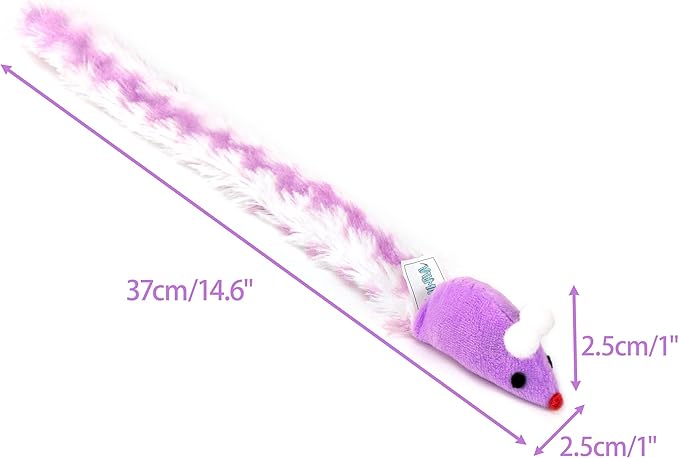 CHIWAVA 4 Packs 15 Inch Long Soft Plush Cat Toys Mice with Rattle Rustle Sound Small Mouse Activity Interactive Toy - PAWPICO