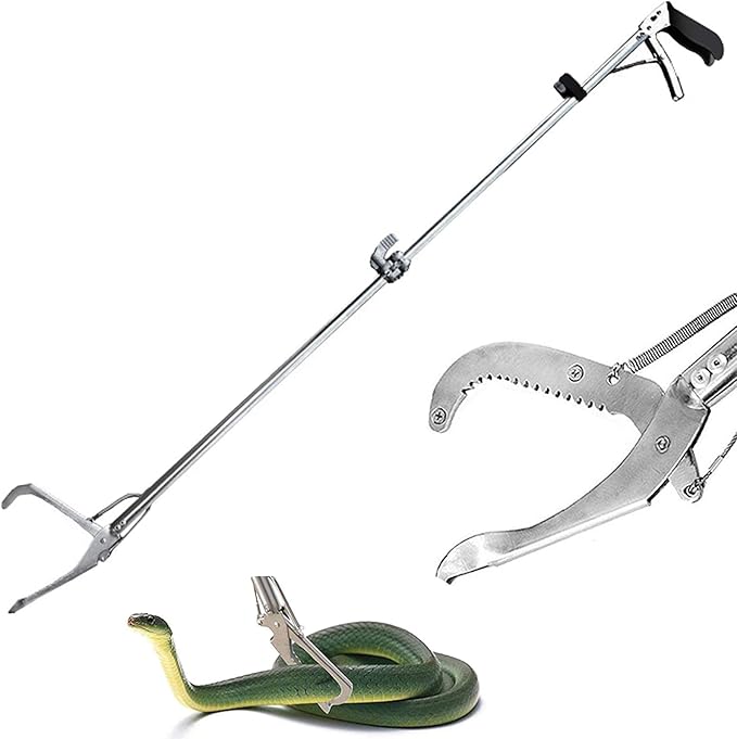 60" Snake Tongs Foldable Reptile Grabber Catcher Wide Jaw Handling Tool with Auto Lock and Non-Slip Grip Handle Ouronehome