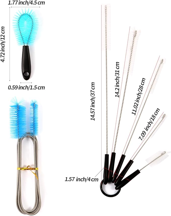 11 in 1 Fish Tank Aquarium Cleaning Brush Kit,Aquarium brushSutiable for Acrylic Fish Tank, and Plastic Fish Tank,Glass Fish Tank,Non Rusting,Fish Tank Cleaning Tools Suseg