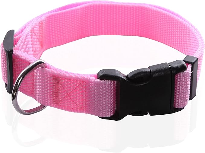 Adjustable Nylon Dog Collar, pet Collar 1 Inch 3/4 Inch 5/8 Inch Wide, for Large Medium Small Dogs (S(5/8" x 11-16"), Pink) TAIDA