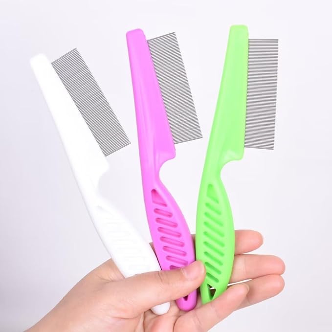 6 Pcs Flea Comb For Cats,Stainless Steel Dog Cat Grooming Combs with Rounded Teeth,Multifunctional Pet Lice Comb Tear Stain Removal,Pet Comb for Detangling and Dematting Face & Paws msloosily