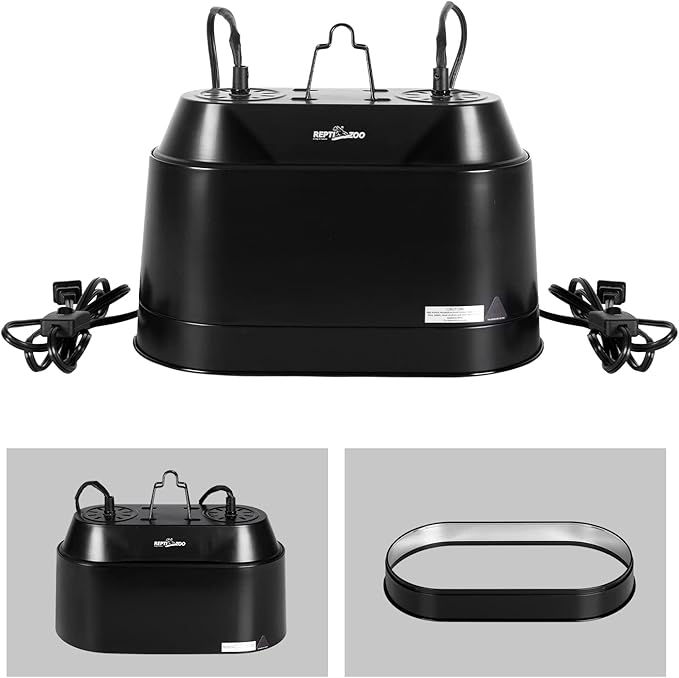 REPTI ZOO Dual Reptile Light Fixture 2 in 1 Deep Dome Lamp Fixture, Double-Layer Connectable Design Reptile Heat Lighting Lamp Fixture with Independent Switches, Max 200W REPTIZOO