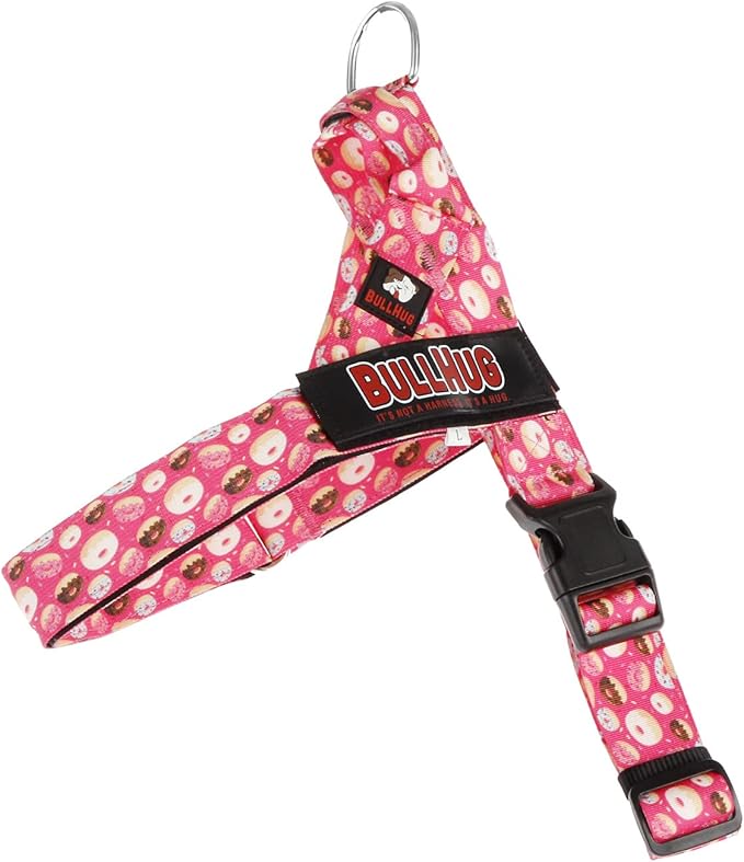 BULLHUG Harness – Made for Larger Chested Dogs Like English Bulldogs, French Bulldogs, Pugs & More. Stops Dogs from Pulling & Choking on Walks (Donuts, Medium) BULLHUG