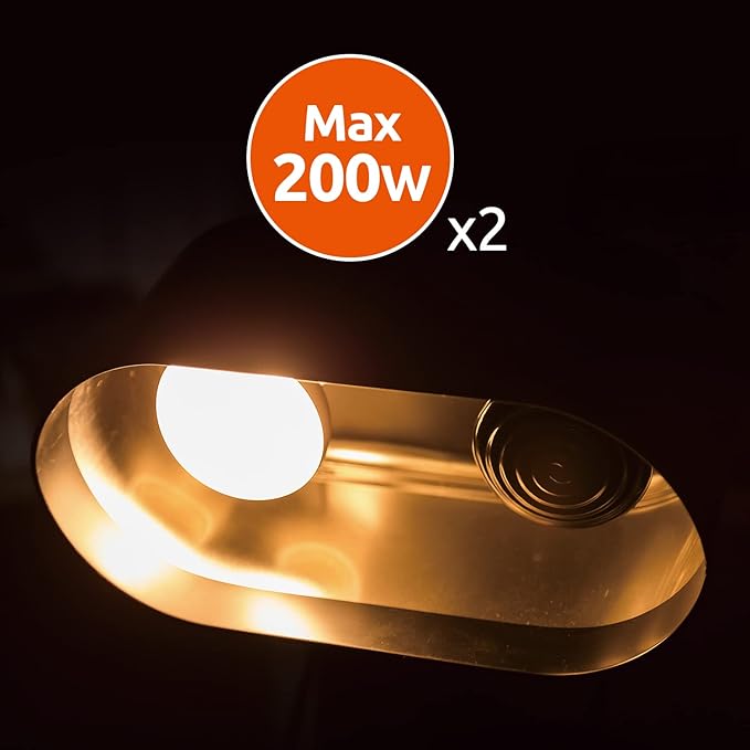 REPTI ZOO Dual Reptile Light Fixture 2 in 1 Deep Dome Lamp Fixture, Double-Layer Connectable Design Reptile Heat Lighting Lamp Fixture with Independent Switches, Max 200W REPTIZOO
