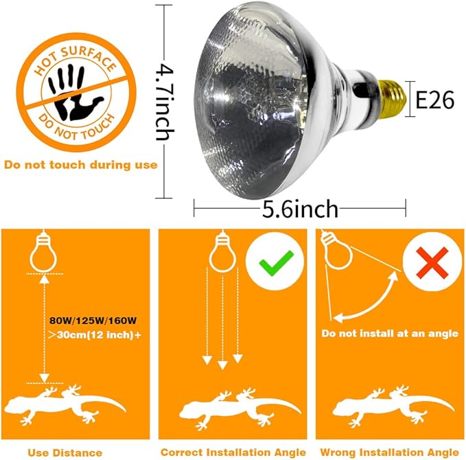 LUCKY HERP 100 Watt UVA+UVB Full Spectrum Vapor Heat Lamp Bulb, High Intensity Self-Ballasted Heat Basking Lamp/Bulb/Light for Reptile and Amphibian, Sun Lamp for Bearded Dragon Lizard Turtle(Clear) LUCKYHERP