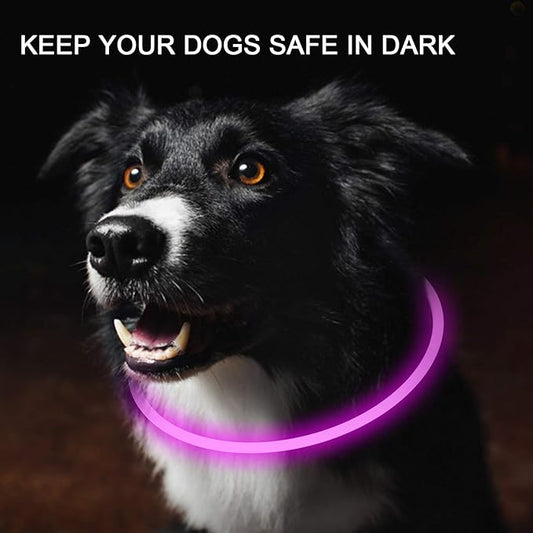 2-Pack LED Dog Collar, Light Up Dog Collars,Rechargeable Dog Lights for Night Walking,Universal, Reusable Safety Necklace for Small Medium Large Dogs RED&Pink NOVKIN