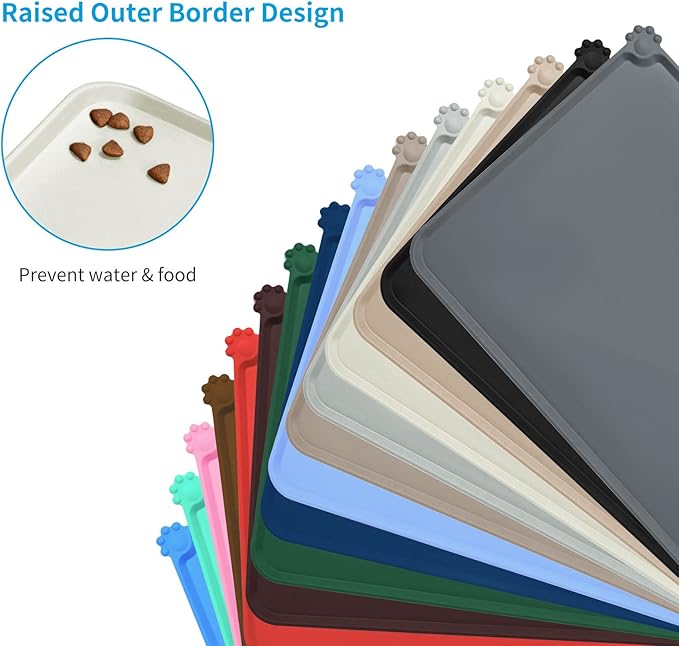AUDWUD Silicone Waterproof Dog Cat Pet Feeding Mats,Anti-Slip Pet Bowl Mats,Pet Feeding Mat - PAWPICO