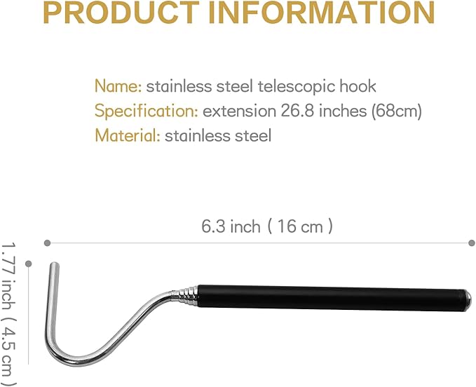 CONSIO Retractable Reptile Hook, Portable Mini Snake Hook Collapsible Stainless Steel Snake Tool, and Snake & Reptile Hook Retractable Catching Snake Handling Tool CONSIO