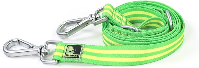 Striped Dog Harness Collar and Leash Set, Polyester Webbing Dog Collar Easy Walking and Training Dog Harness and Leash 3-in-1 Suit Adjustable Dog Harness Collar Leash Set for Dogs(Yellow, L) Tiffpaws