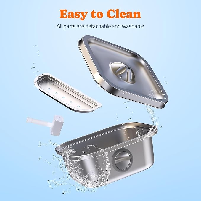 Cat Water Fountain Stainless Steel, 4L/135oz Cat Fountain, Automatic Dog Drinking Dispenser with Water Level Window, 10 Filters, Metal Pet Water Bowl Indoor, Quiet Pump, Easy Cleaning - PAWPICO