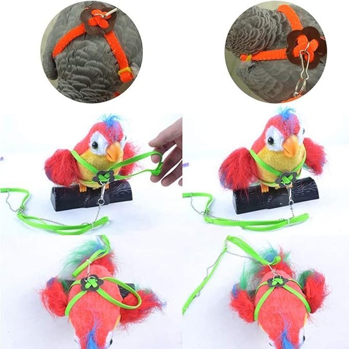Lizard Leash Bearded Dragon Harness Adjustable Reptile Lizard Harness Leash Parrot Harness Turtle Lizard, Suitable for Gecko Hamster Kitten Small Animal Outdoor Walking,Green Sawyd