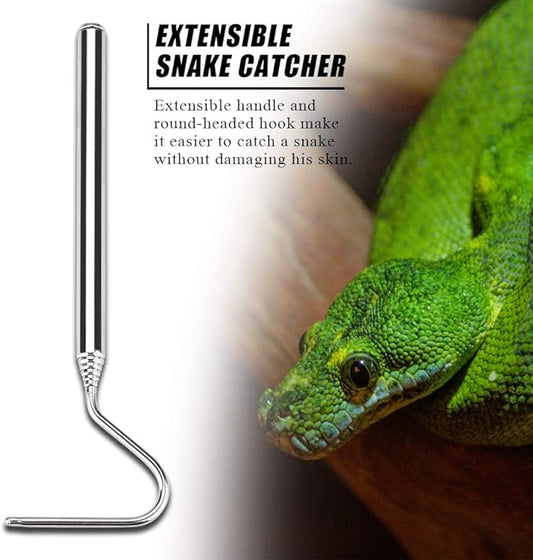 Snake Hook, Stainless Steel Extensible Telescoping Snake Catcher Hook Collapsible Reptile Hook Telescoping Capture Hook for Catching Handling Grabber Separate Small Pet Snake ViaGasaFamido