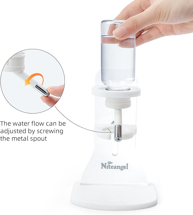 Niteangel Water Bottle with Stand for Syrian Dwarf Hamsters Gerbils Mice Rats Degus Small pet (Transparent) Niteangel