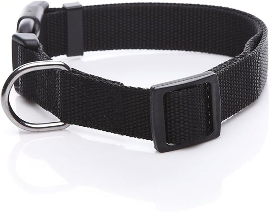 Adjustable Nylon Dog Collar, pet Collar 1 Inch 3/4 Inch 5/8 Inch Wide, for Large Medium Small Dogs(5/8 Inch, Black) - PAWPICO