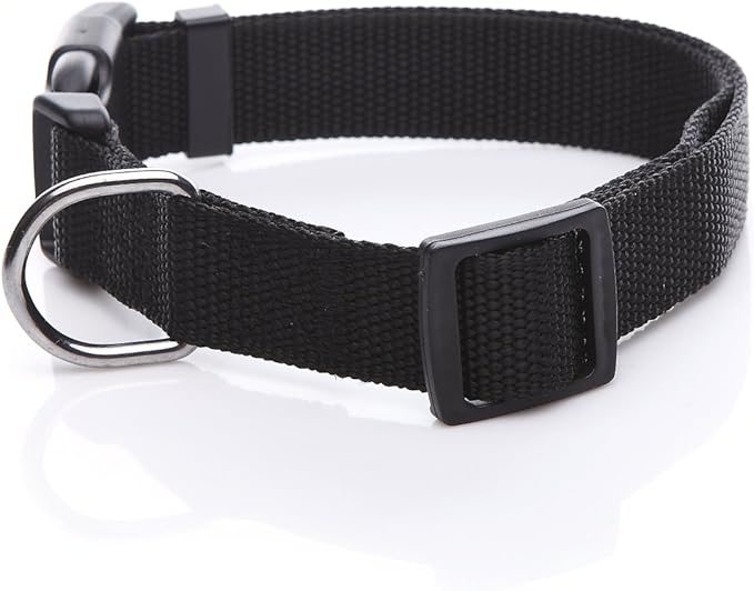 Adjustable Nylon Dog Collar, pet Collar 1 Inch 3/4 Inch 5/8 Inch Wide, for Large Medium Small Dogs(3/4 Inch,Black) - PAWPICO