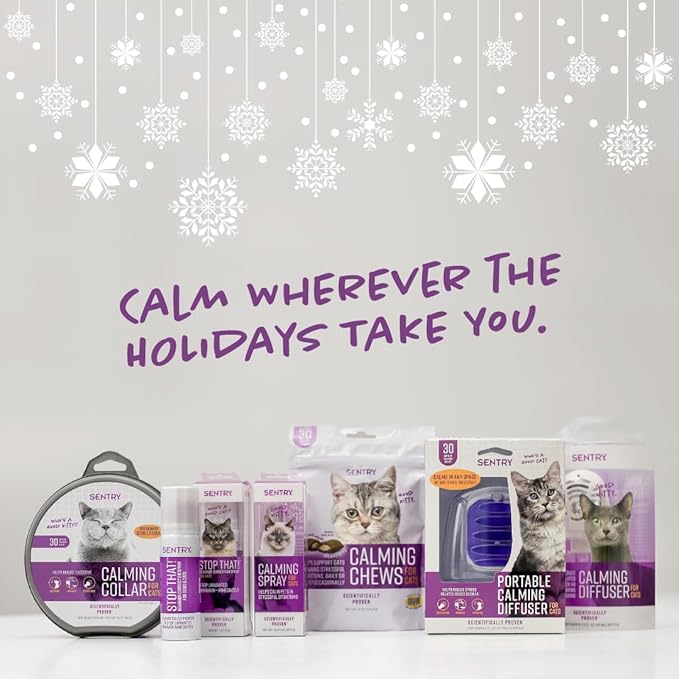 Sentry Calming Chews for Cats, Calming Aid Helps to Manage Stress & Anxiety, With Pheromones That May Help Curb Destructive Behavior & Separation Anxiety, Calming Health Supplement for Cats, 4 oz. Sentry