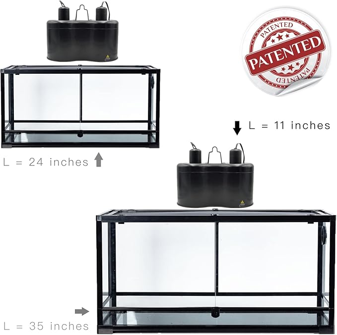 Reptile Dual Dome 12inch, Fits Reptile Light/Heat Lamp/UVB Light, Max. 160W Each,Patent Design K8561, Reptile Light Fixture ReptiKing