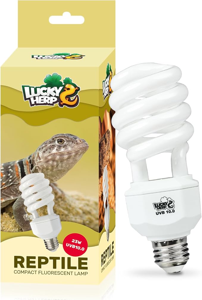 LUCKY HERP UVA UVB Reptile Light 10.0, Desert UVB 150 Compact Fluorescent Lamp, UVB Light for Reptiles 23W, UVA UVB Reptile Light Bulb, UVB Bulb for Reptiles Bearded Dragons Lizards Tortoises Snakes LUCKYHERP