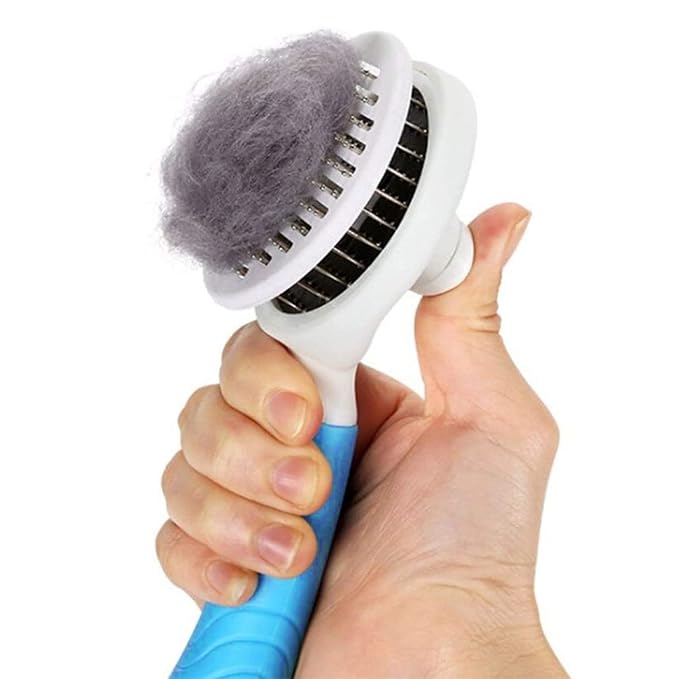 Cat Self Cleaning Slicker Brush, Pets Skin Friendly Cat Brush for Dogs Cats Grooming Brush Tool Easy to Remove Loose Undercoat, Mats Tangled Hair Slicker Massage Cats Dogs Brush - Upgraded - PAWPICO