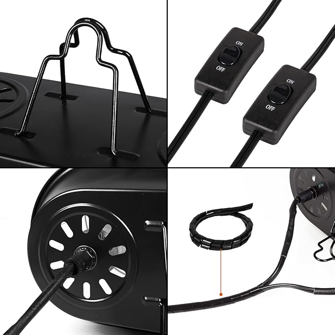 REPTI ZOO Dual Reptile Light Fixture 2 in 1 Deep Dome Lamp Fixture, Double-Layer Connectable Design Reptile Heat Lighting Lamp Fixture with Independent Switches, Max 200W REPTIZOO