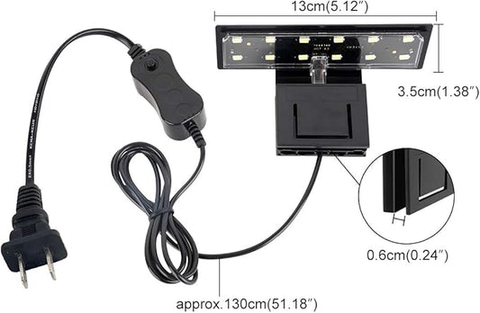 WEAVERBIRD Aquarium Light Fish Tank LED Light 6W 12 LED Planted Clip Lamp for 8-15Inch 6mm Thick Fish Tanks WEAVERBIRD