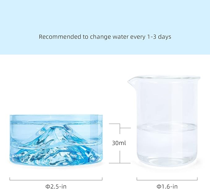 Niteangel Hamster Feeding & Water Bowls- Mount Fuji Series Glass Drinking Bowls for Dwarf Syrian Hamsters Gerbils Mice Rats or Other Similar-Sized Small Pets Niteangel
