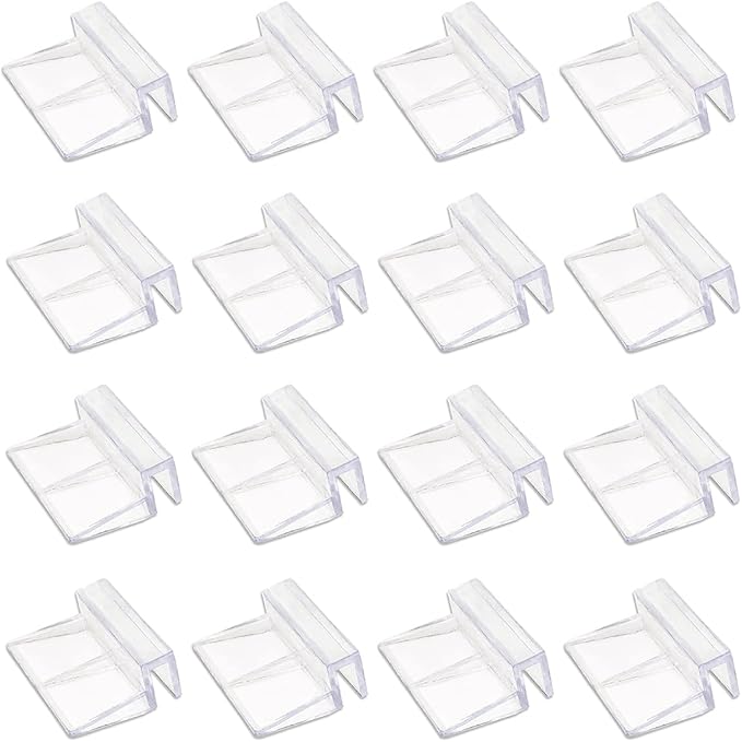 16 PCS 6mm Acrylic Aquarium Cover Clip, Clear Fish Tank Glass Cover Clip Support Holder Universal Lid Clips for Rimless Aquariums LEEFONE