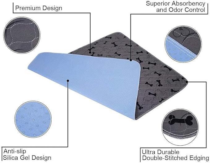 Washable Dog Pee Pads with Free Grooming Gloves,Non Slip Dog Mats with Great Urine Absorption,Reusable Puppy Pee Pads for Whelping,Potty,Training,Playpen - PAWPICO