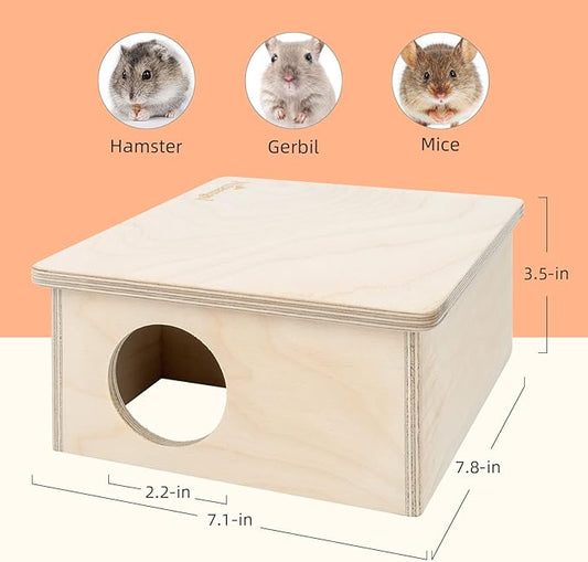 Niteangel Birch Chamber-Maze Hamster Hideout - Small Pets Woodland House Habitats Decor for Hamster Mice Gerbils Mouse Niteangel