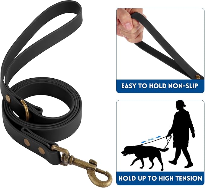 Wisedog Dog Collar and Leash Set Combo: Adjustable Pet Collars with Dog Leashes for Small Medium Large Dogs,Includes 1 Bonus of Poop Bag Holder (L(Collar:14"-22";Leash:5 ft), Black) - PAWPICO