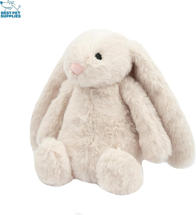 Best Pet Supplies Interactive Bunny Buddy Dog Toy with Crinkle and Squeaky Enrichment for Small and Medium Breed Puppies or Dogs, Cute and Plush - Bunny Bundle (Beige, Gray) - PAWPICO