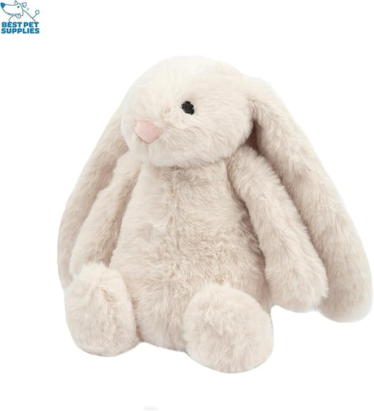 Best Pet Supplies Interactive Bunny Buddy Dog Toy with Crinkle and Squeaky Enrichment for Small and Medium Breed Puppies or Dogs, Cute and Plush - Bunny (Beige) - PAWPICO