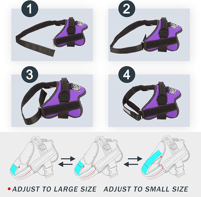 Bolux Dog Harness, No-Pull Reflective Dog Vest, Breathable Adjustable Pet Harness with Handle for Outdoor Walking - No More Pulling, Tugging or Choking (Purple, XS) Bolux