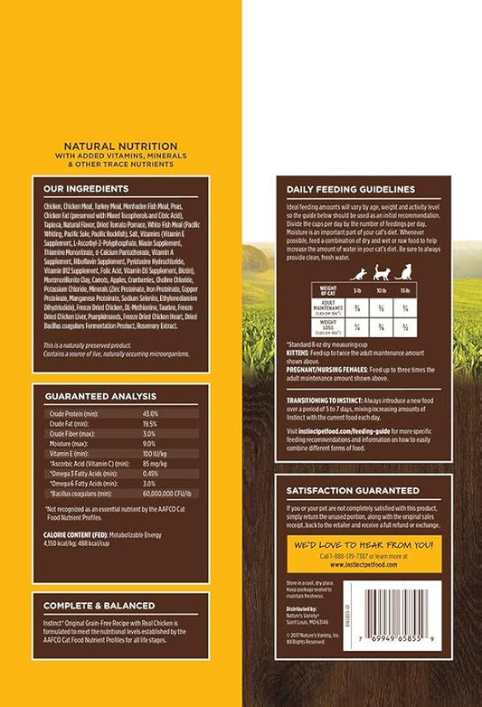 Instinct Original Grain Free Recipe with Real Chicken Natural Dry Cat Food, 5 lb. Bag - PAWPICO