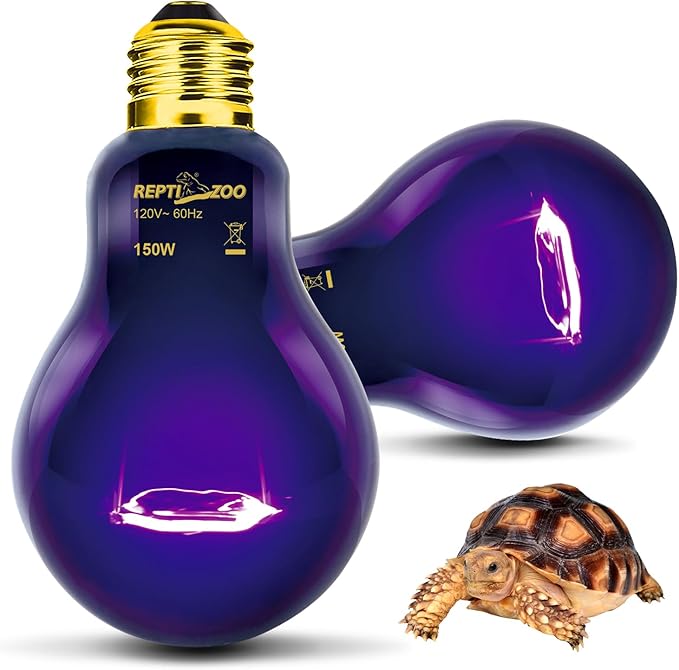 REPTIZOO 2PCS Reptile Heat Lamp, 150W Night Heat Lamp Moonlight Bulb Purple Infrared Heating Lamp Simulate Natural Moonlight Night Heat Bulb for Reptile Amphibian REPTIZOO