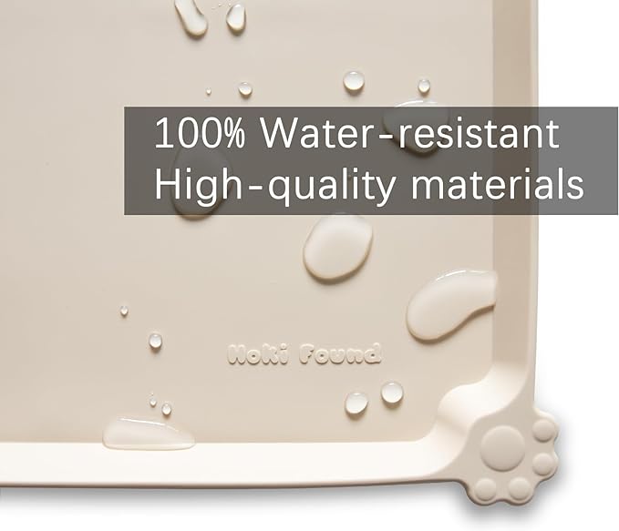 Hoki Found X-Large Silicone Pet Food Mats Tray - Non Slip Pet Dog Cat Bowl Mats Placemat - Dog Pet Cat Feeding Mat - Waterproof Dog Cat Food Mats -Pet Water Mats for Carpet -Papayawhip - PAWPICO