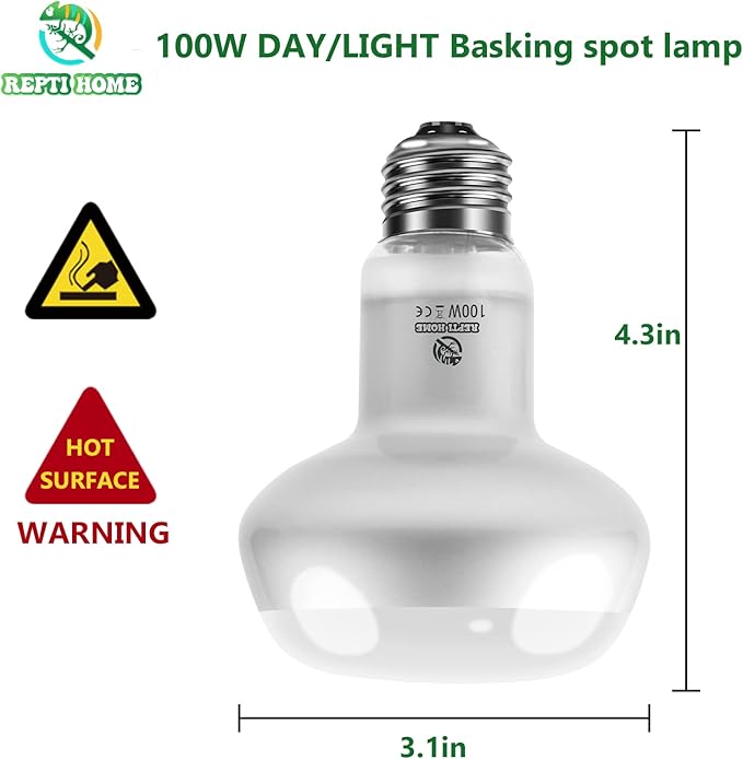 Intense Reptile Heat Lamp Bulbs - 100W 4 Pack, Reptiles & Amphibians UVA Basking Spot Lamp Bulb,Simulate Natural Sunlight Reptile Daylight Heat Bulb for Bearded Dragon, Snake REPTIHOME