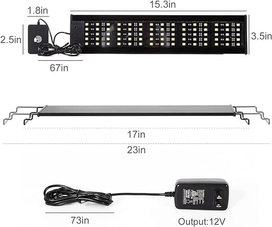 REPTI ZOO Reptile Aquarium Terrarium LED Light Ultra-thin Day and Night Light for Reptiles Aquarium Light, 3-Color Modes LED Light Hood 15W for 18 inch or Larger Terrariums for Reptile Plant Fish Tank REPTIZOO