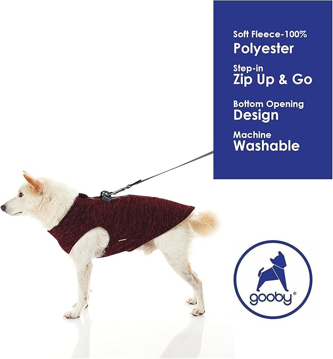 Gooby Zip Up Fleece Dog Sweater - Fuchsia Wash, X-Large - Warm Pullover Fleece Step-in Dog Jacket with Dual D Ring Leash - Winter Small Dog Sweater - Dog Clothes for Small Dogs Boy and Medium Dogs - PAWPICO
