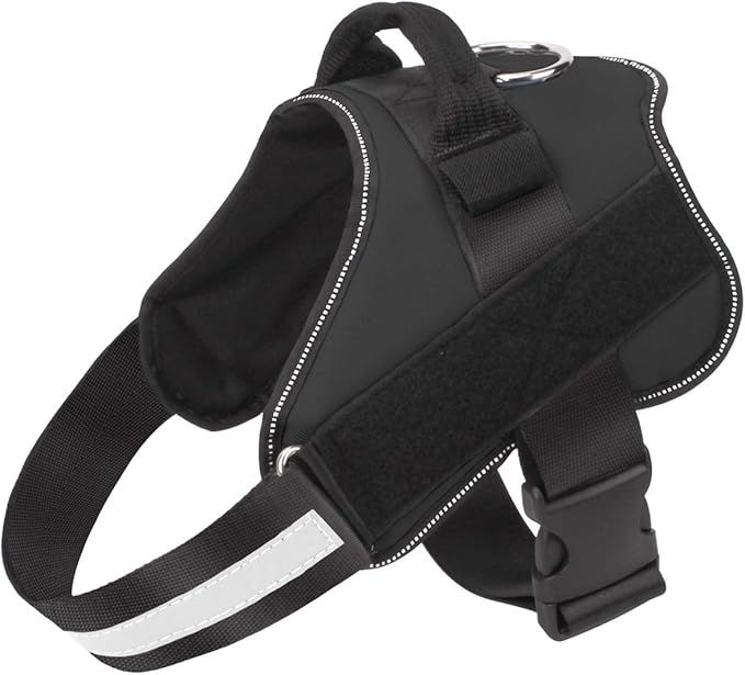 Bolux Dog Harness, No-Pull Reflective Dog Vest, Breathable Adjustable Pet Harness with Handle for Outdoor Walking - No More Pulling, Tugging or Choking (Black, XS) Bolux