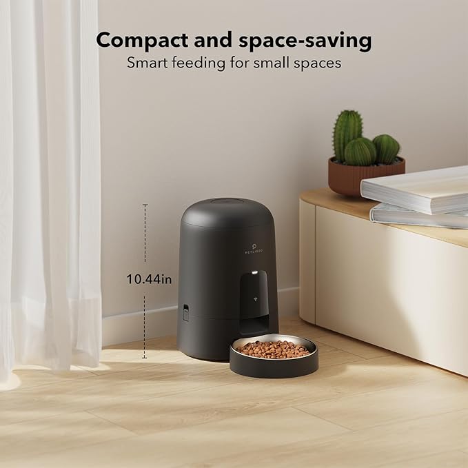 PETLIBRO Automatic Cat Feeder, Wi-Fi Rechargeable Cat Food Dispenser Battery-Operated with 30-Day Life, AIR 2.4G Wi-Fi Timed Pet Feeder for Cat & Dog, 2L Auto Cat Feeder, Black - PAWPICO