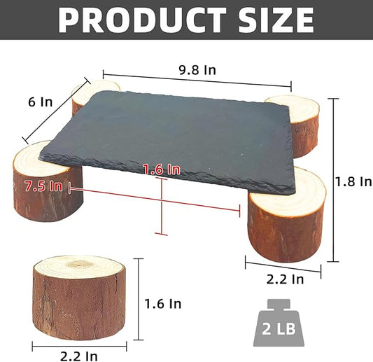 Bearded Dragon Basking Platform with Wooden Pile,Reptiles Hideout Cave,Turtle Basking Rock,Terrarium Habitat Decor Tank Accessories for Tortoise Lizards Snakes Chameleon Style C Gxsdj