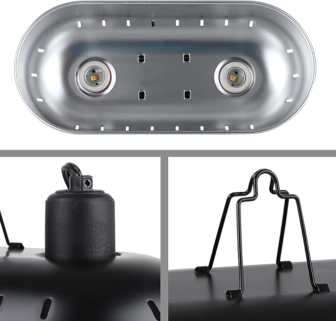 15inch Dual Reptile Light Fixture, Max 150W Dual Reptile Heat Lamp Fixture with 100W UVA UVB Sun Lamp&Ceramic Heat Emitter,Double Dome Lamp Fixture for Reptile Terrarium and Tortoise Habitat DXOPHIEX