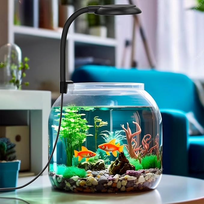 Mini Clip On Aquarium Light 7W Dimmable Small Fish Tank Light USB Moving Lamp with White Red Blue Green LED for 1 to 3 Gallon Tanks DaToo