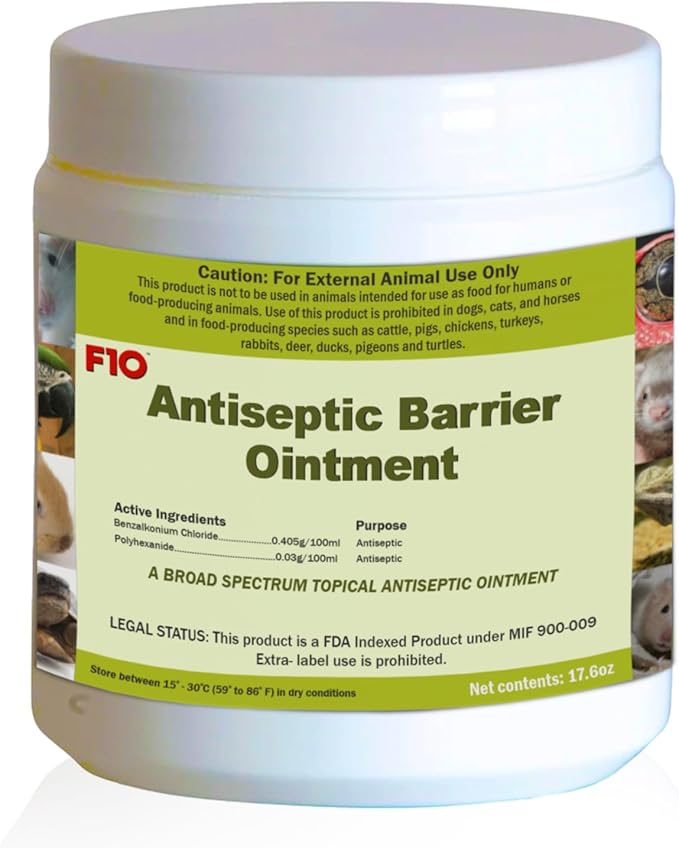 F10 Antiseptic Barrier Ointment for Reptiles, Birds, Small Animals & Exotic Animals, Natural Wound Healing Ointment for Pet, Relieves Pain & Prevents Infection - 500g F10