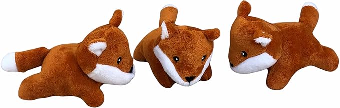 3 Pack of Fox Plush Dog Toys with Squeakers for Small and Medium Size Dogs, Replacement Animal Toys for Glow Pups Burrow Hide and Seek Tree Toy (3 Pack: Replacement Animals, Fox) - PAWPICO