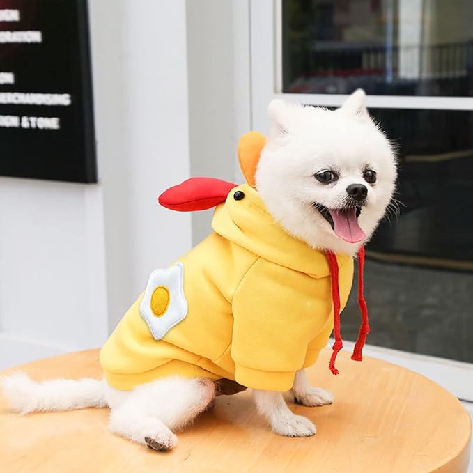 Warm Dog Winter Clothes Cute Fruit Dog Coat Hoodies Fleece Pet Dogs Costume Jacket for French Bulldog Chihuahua Ropa para Perro(5 Yellow Duck,L) - PAWPICO